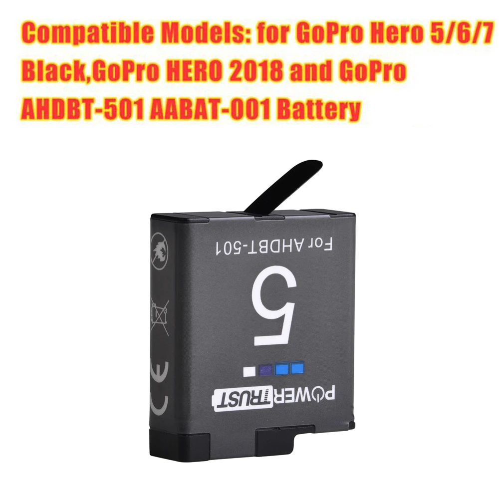 AHDBT-501 Batterij Voor Gopro Hero 8 Hero 7 Hero 6 Hero 5 Zwarte Batterij + Usb Drievoudige Oplader Met Type C Poort Voor Gopro Hero7 6 8
