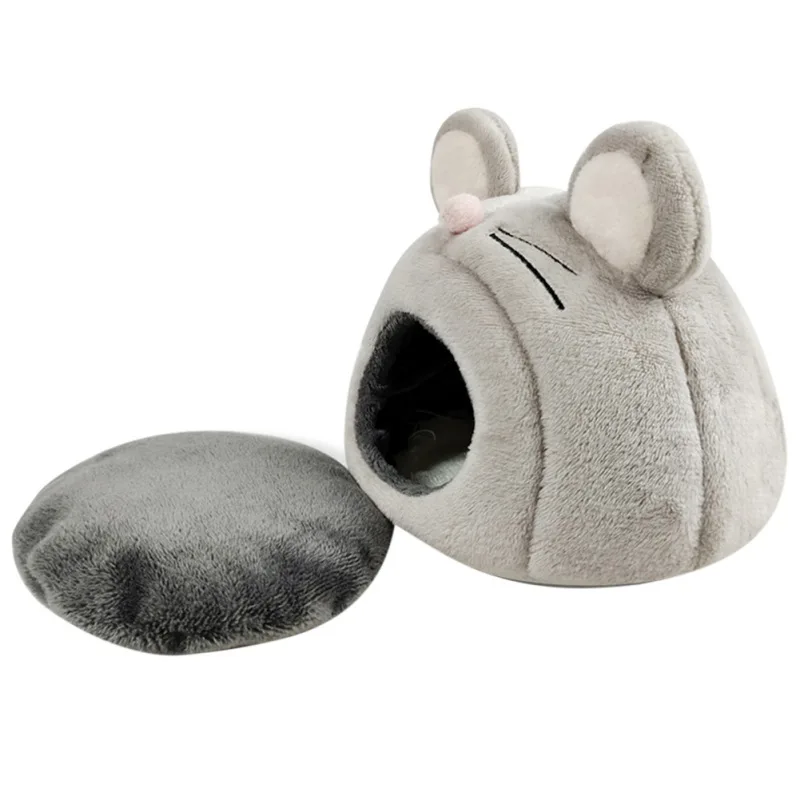 Small Animal House Warm Plush Pet Nest ute Mouse Shape House Sleeping Bag for Hamster Chinchilla Hedgehog Dutch Rat