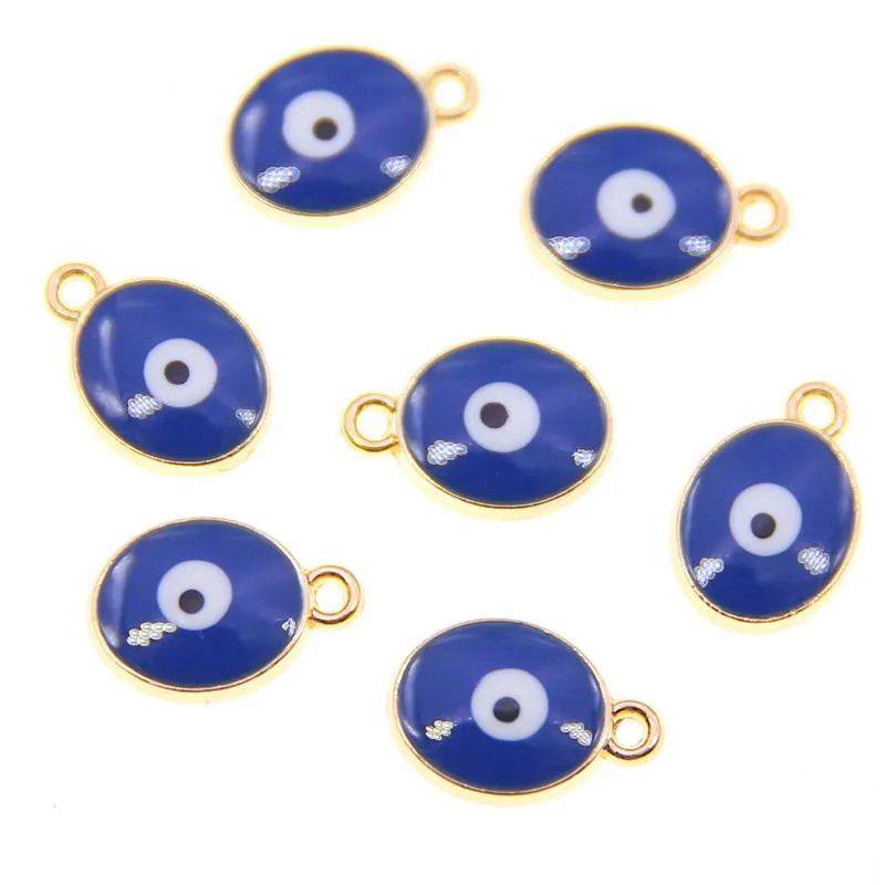 

50pcs 15*10mm Fashion blue evil eye bracelet accessories charm fashion ladies jewelry DIY Necklaces Bracelets Jewelry Accessori