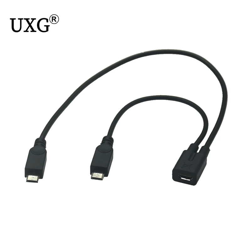 Micro USB Female to 2 Micro USB Male Splitter extension charge cable for Galaxy S5 i9600 S4 I9500 Note2 N7100 S3 I9300 S2