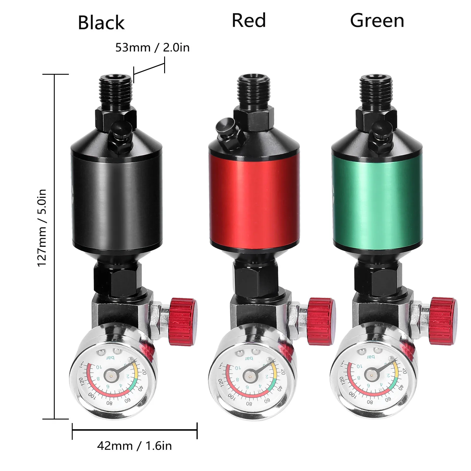 Aluminum Sprayer Regulator Gauge with Air-Filter Set Paint-Spray Filtering Tool Regulator In-Line Water Trap Oil-water Separator