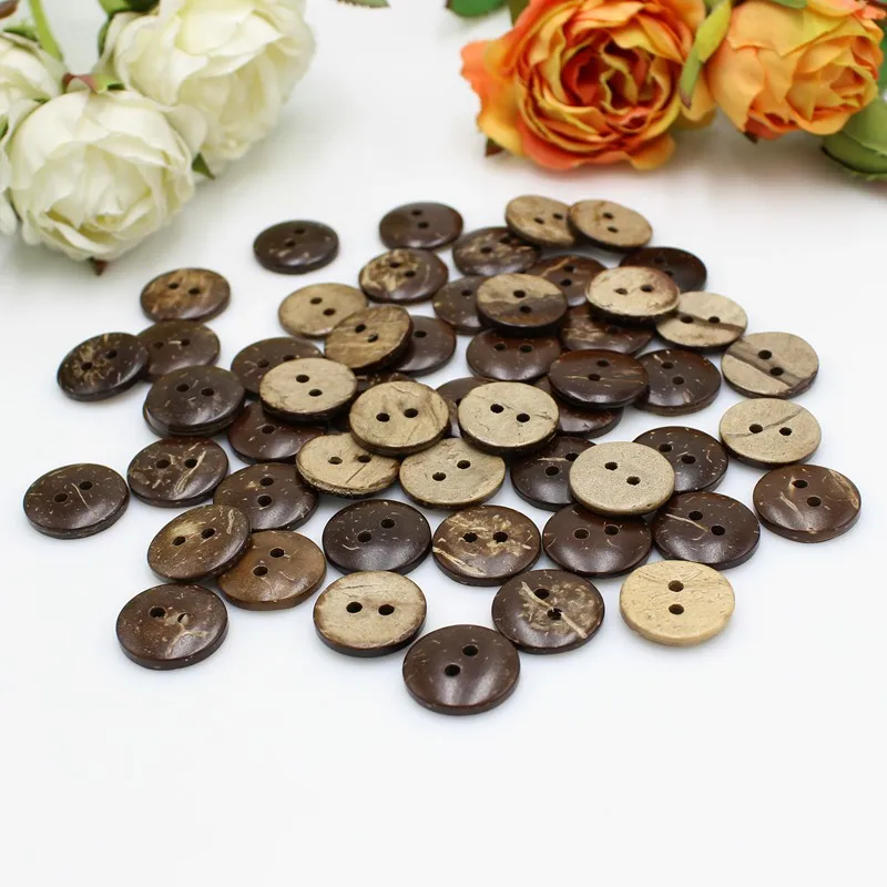 10-50pcs 9mm-30mm přirozený kokosový ořech lastura knoflíků pro DIY ruční dekorace řemeslo scrapbooking oblečení šicí zásoby kolo knoflíků