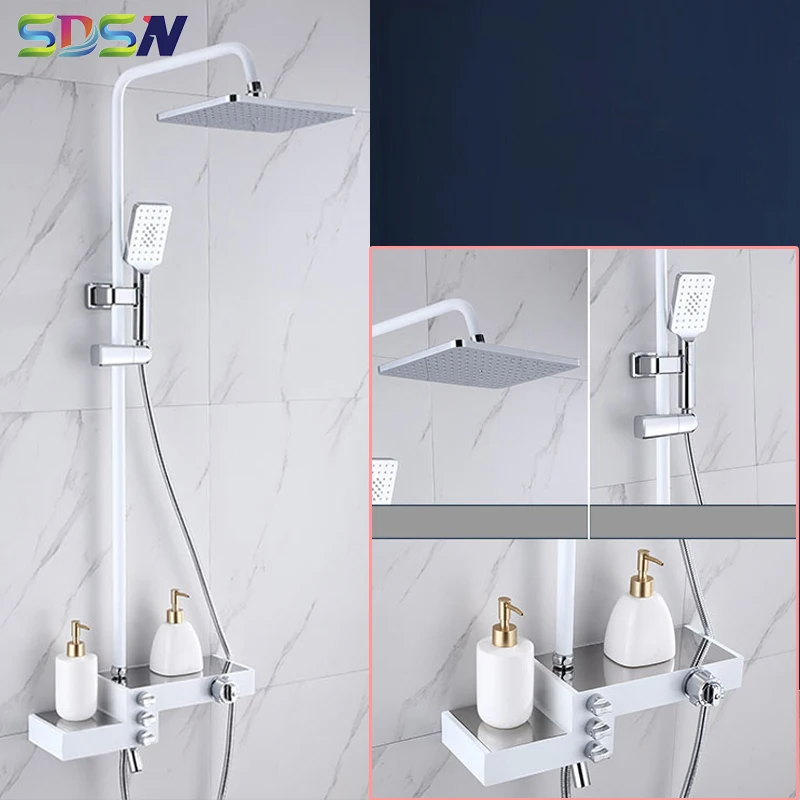 

Bathroom Shower Set Bath Faucet Shower System,Brass Chrome Shower System Square Hand Shower Head Set Bathroom Faucet-mixer Set
