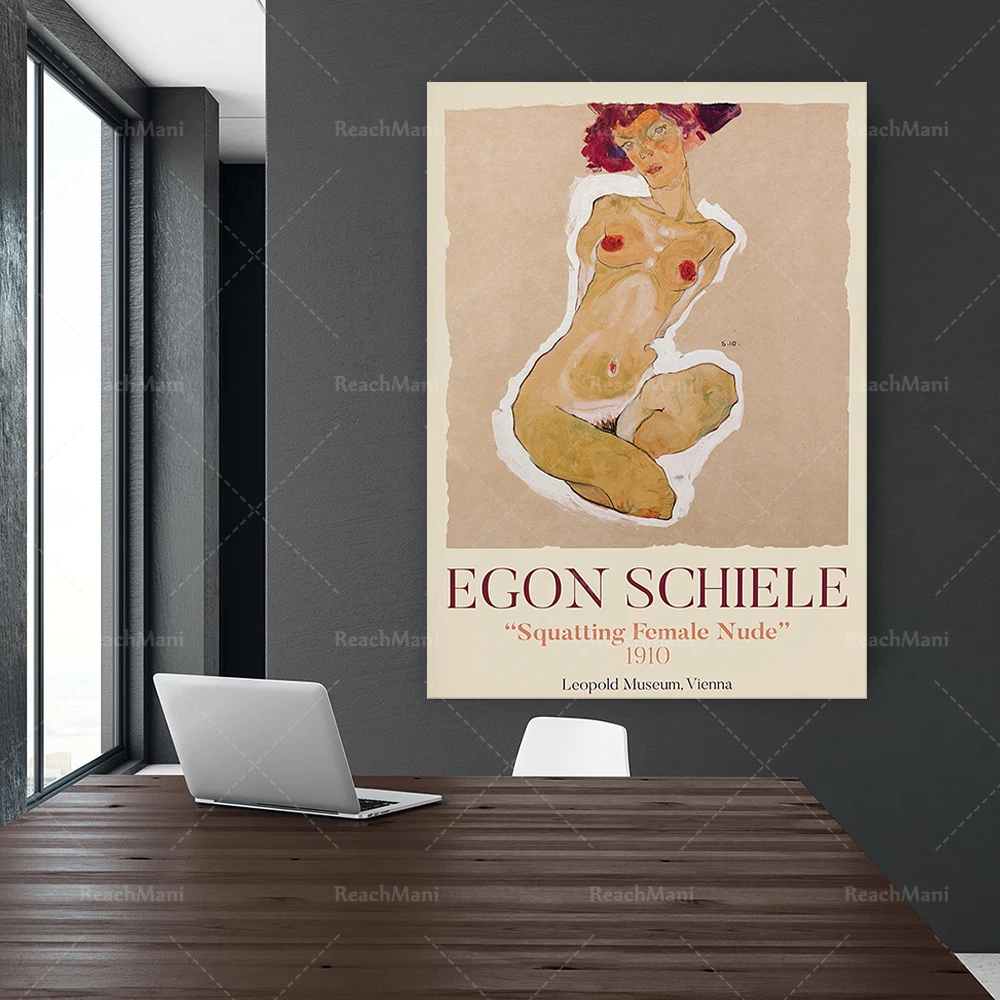 Egon Schiele Painting and Exhibition Poster Set of 2 Prints, High Quality Poster Print, Art Poster Vintage Print