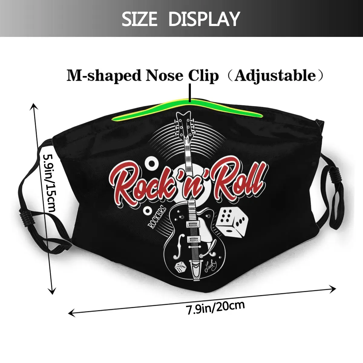 Music Dice Rockers Guitars Adulte Mask Rockabilly Rock and Roll Cotton Protection Colored Big Sale Masque With Filters