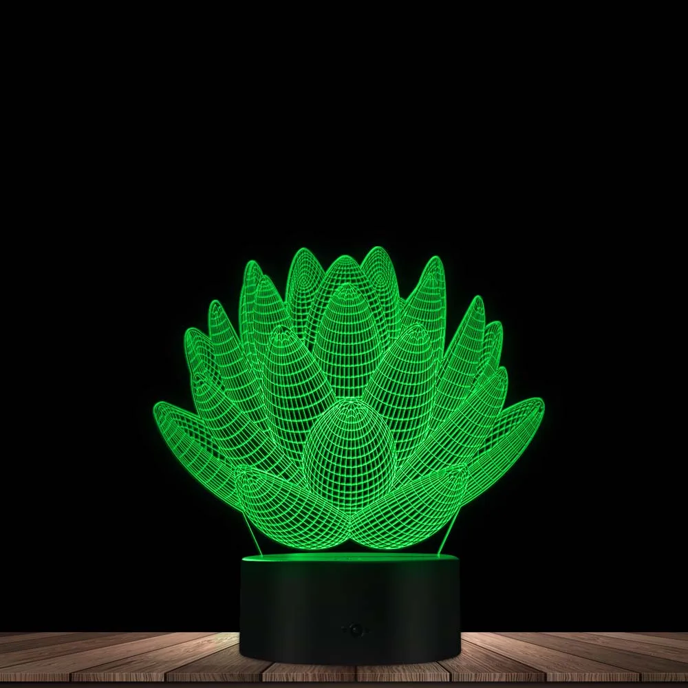 LED Table Light Novelty Indoor Lights Home Decor Atmosphere Lamp 3D Hologramm Illusion Lotus Shape Desk Light Color Changing