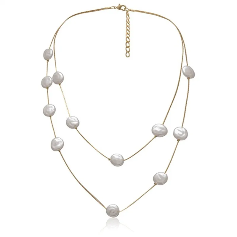 Bohemian Multilayer Irregular Imitation Pearls Necklace for Woman Charm Jewelry