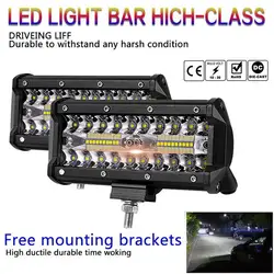 1pc 7 Inch 400W LED Work Light Bar 3 Rows Flood Spot Beam Driving Fog Lamp Headlamp for Offroad 4WD SUV Vehicle Car Lighting