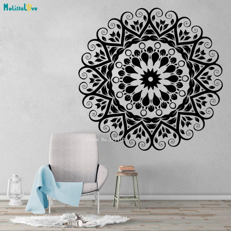 Beautiful And Unrestrained Mandala Wall Sticker Home Decor Indian Pattern Vinyl Yoga Poster Living Room Cool Art Decals YT3940