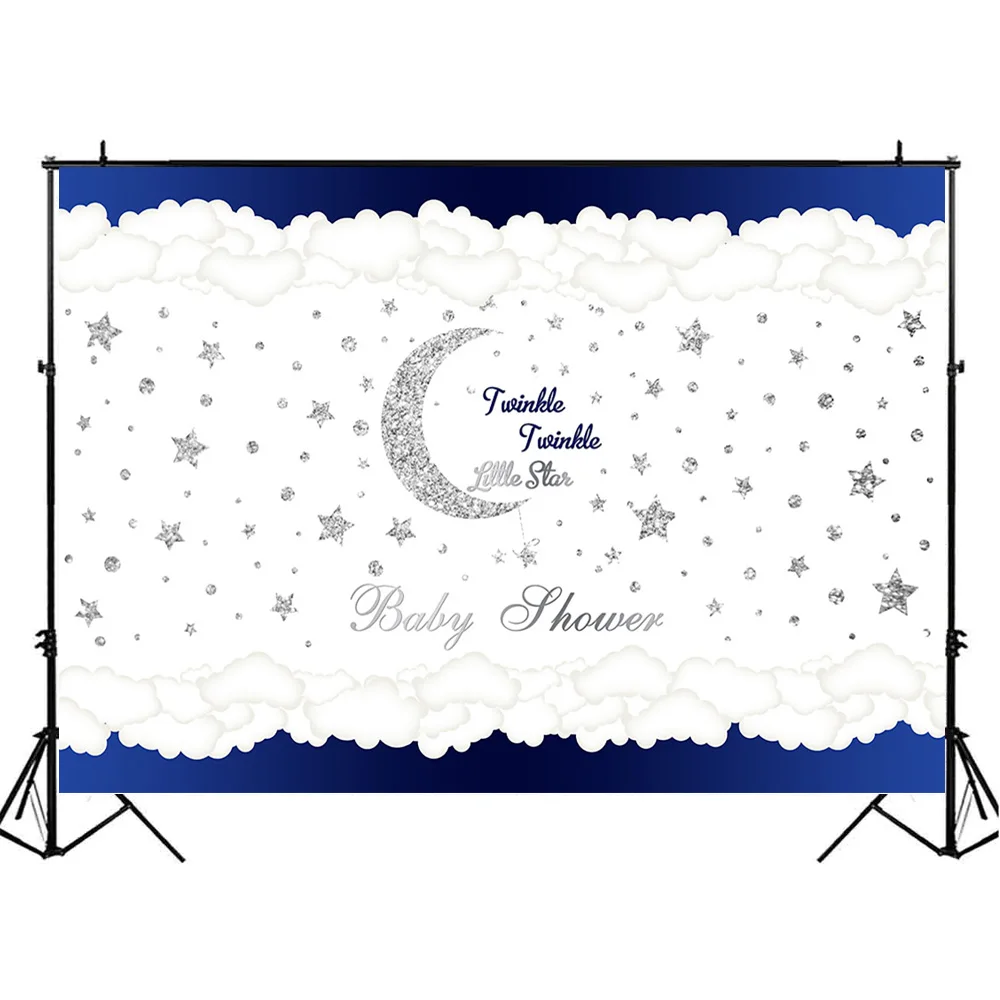 Twinkle Twinkle Little Starการถ่ายภาพพื้นหลังSilver Star Moon Glitter Baby Showerฉากหลังตกแต่งPhotocall Photo Studio