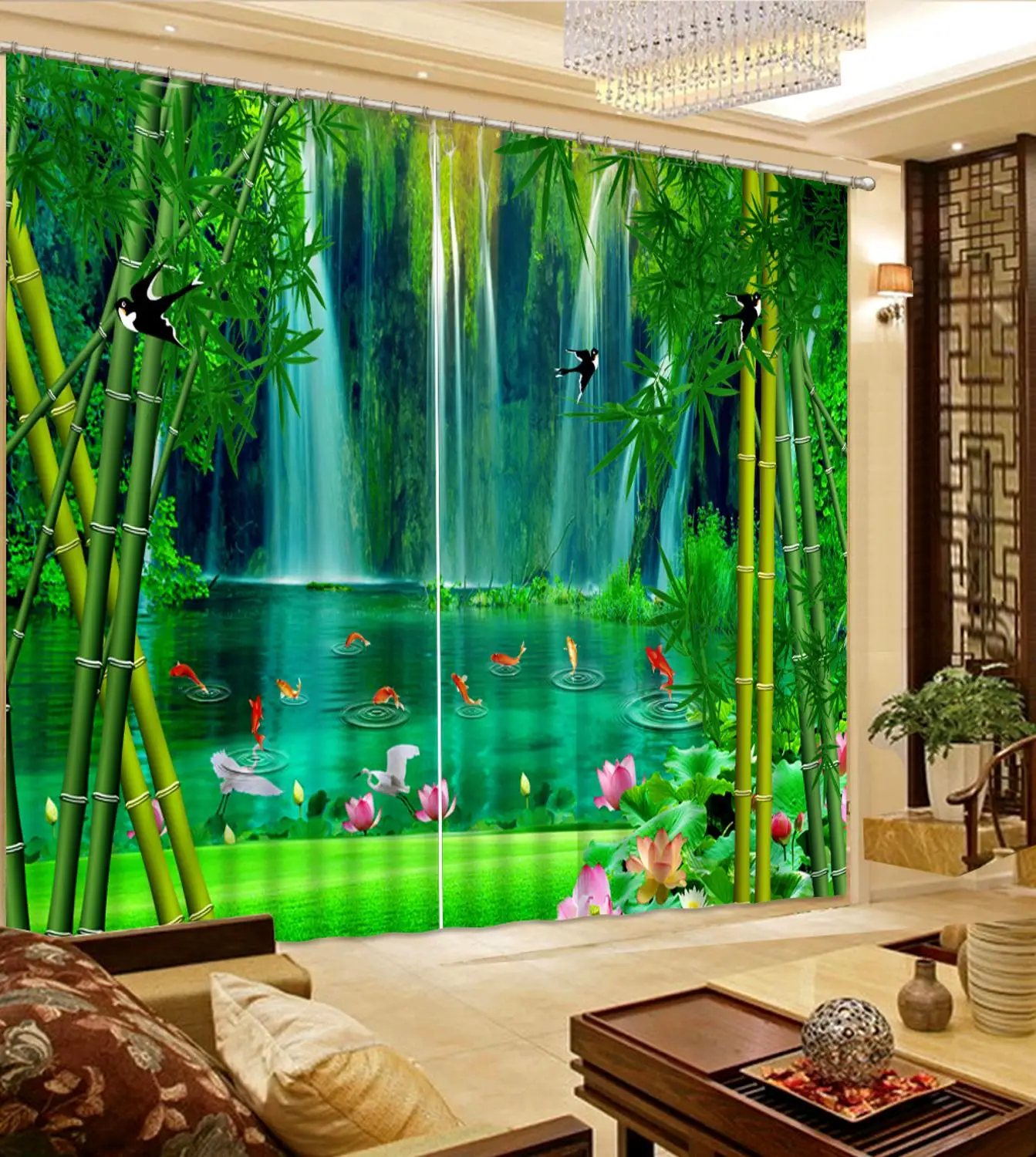 3D Curtains custom Waterfall scenery bedroom curtains for the living room Home Beautiful fashion curtains