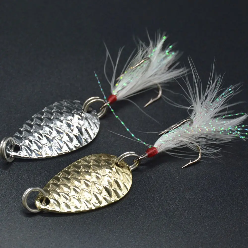 Jigs metálicos cuchara con pluma y anzuelo triple - imagen 4