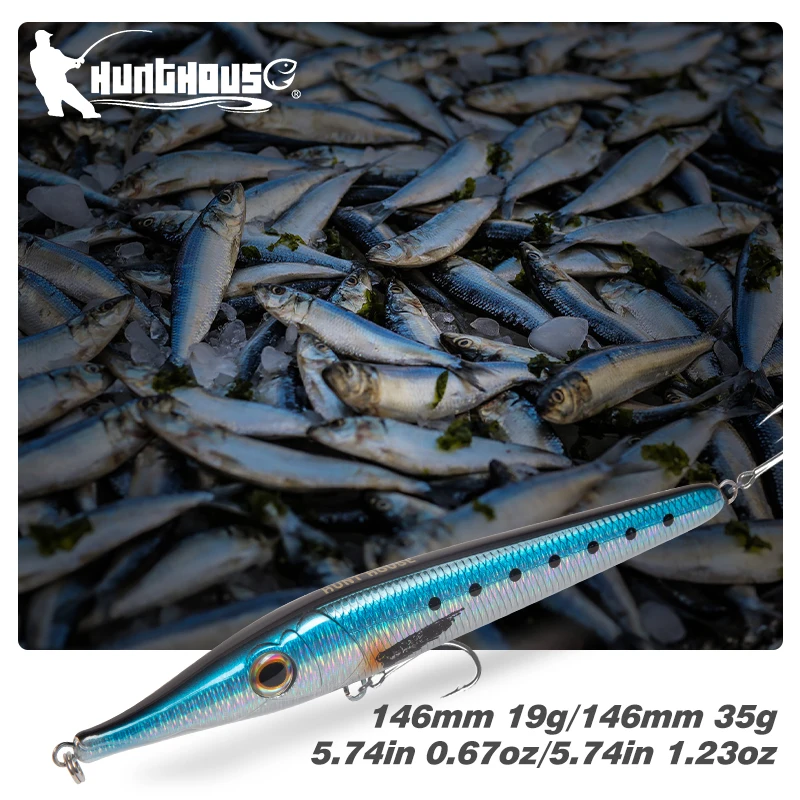 Hunthouse Fishing Lure Pencil Bait Stickbait Fishing Lures 146mm 19g Long Cast Floating For Bass Zargana Pencil Wobber