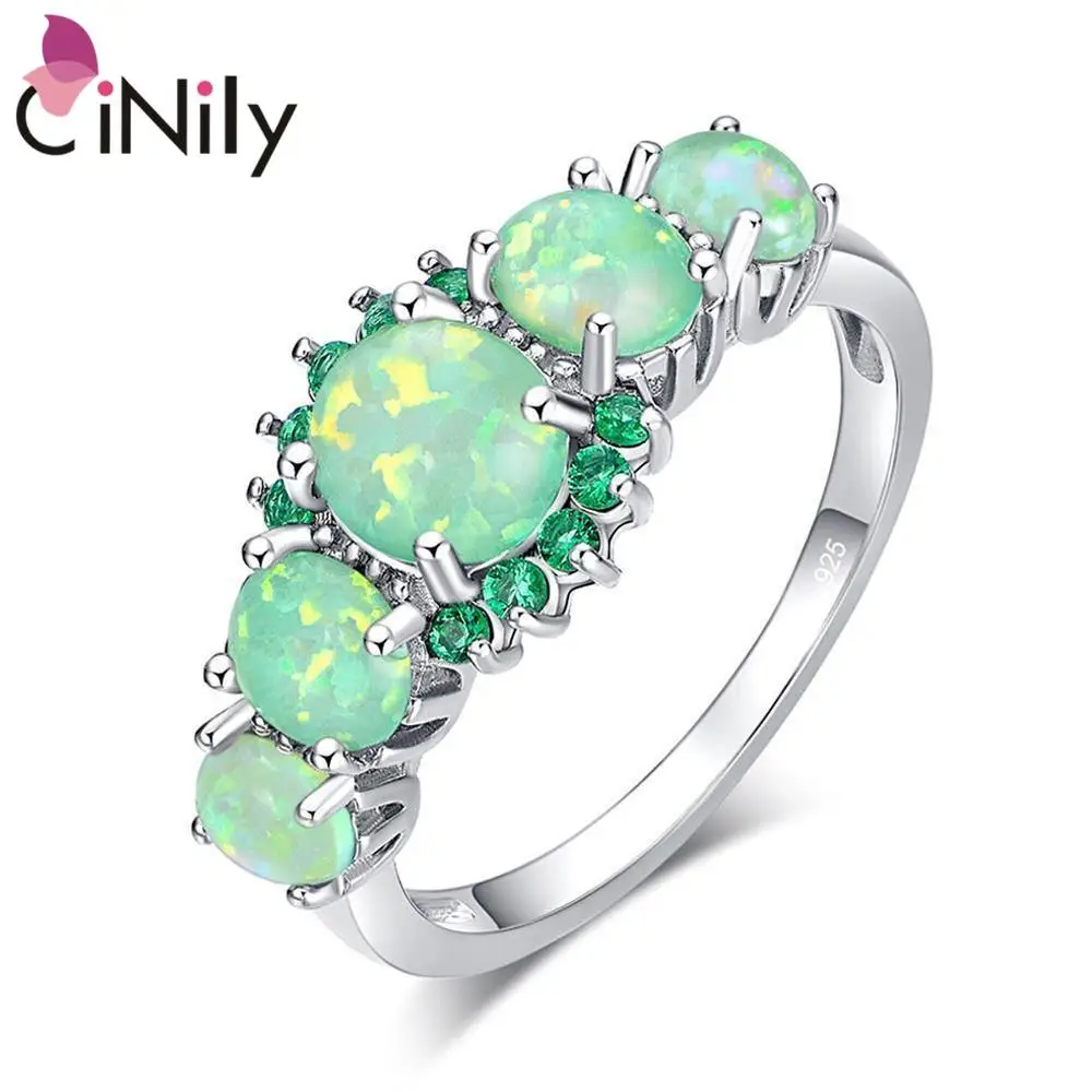 CiNily Color Optional Luxury Oval Fire Opal 925 Sterling Silver Rings for  Vintage Jewelry Ring Women Birthday Party Gift