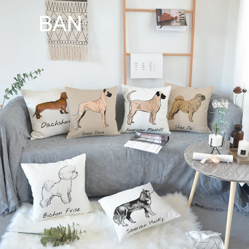 Dachshund Dog Cushion Cover Cotton Linen Custom Cushion Cover For Living Room Sofa Decorative Pillows Home Decor Kussenhoes