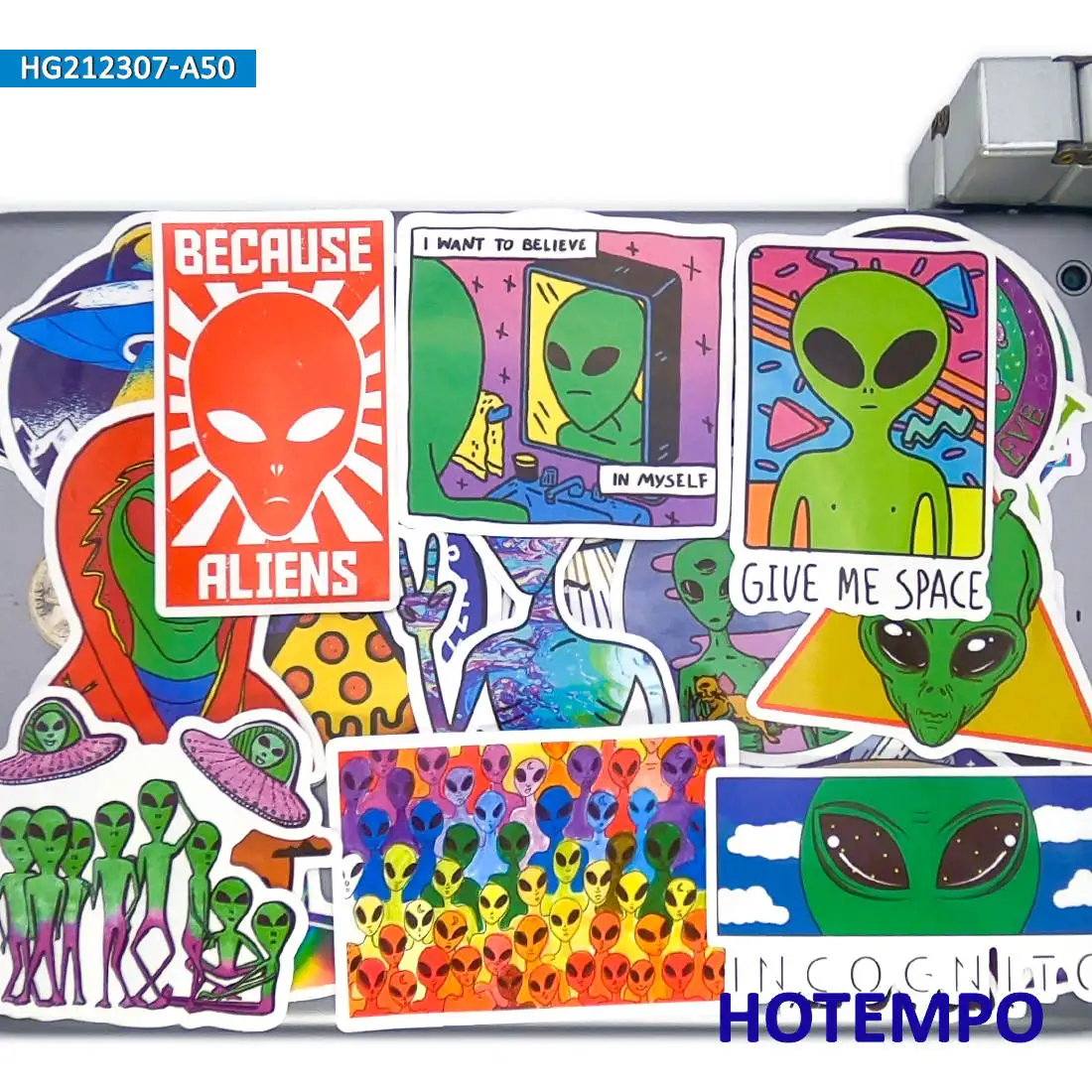 50 stuks, Alien, Astronaut, ET, UFO, Outer Space Stijl, Grappige Stickers, voor motorfiets, auto, fiets, skateboard, bagage, telefoon, gitaar, helm, beker, Laptop Sticker