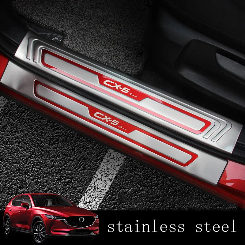 

For Mazda CX-5 CX5 2017-2020 Door Sill Anti Abrasion Stainless Plate Threshold Trim Cover Auto Accessories