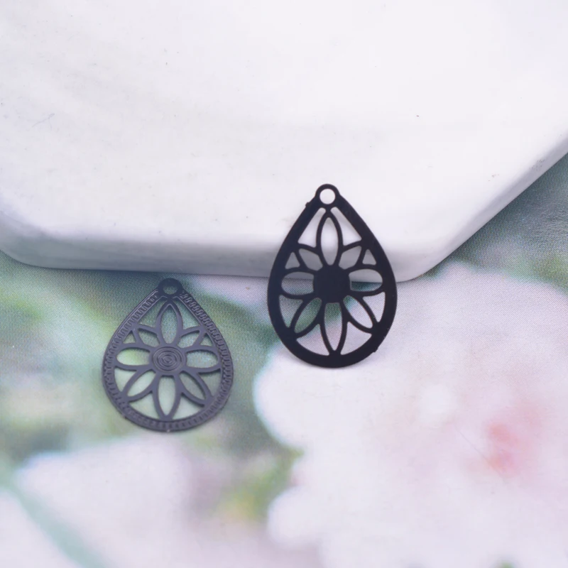 50 Stück AC10823 6*16mm Wassertropfen-Blumen-Anhänger Ohrring-Anhänger Metall Messing Dünner Anhänger DIY Schmuck Ohrring-Herstellung – Detail 6