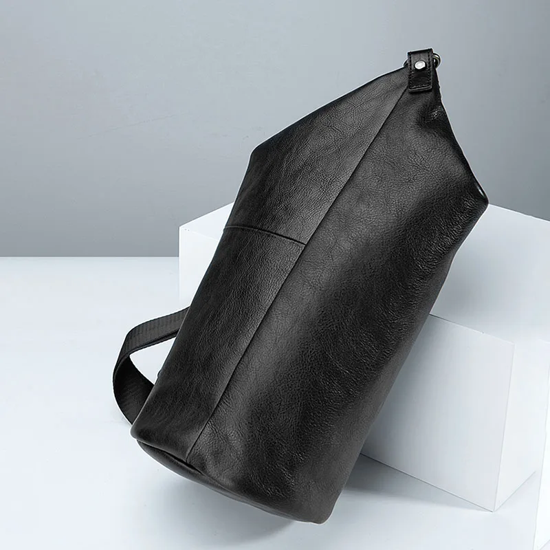 AETOO – sac incliné à une épaule, sac de tête en cuir, sac cylindrique en cuir, sac tendance pour hommes