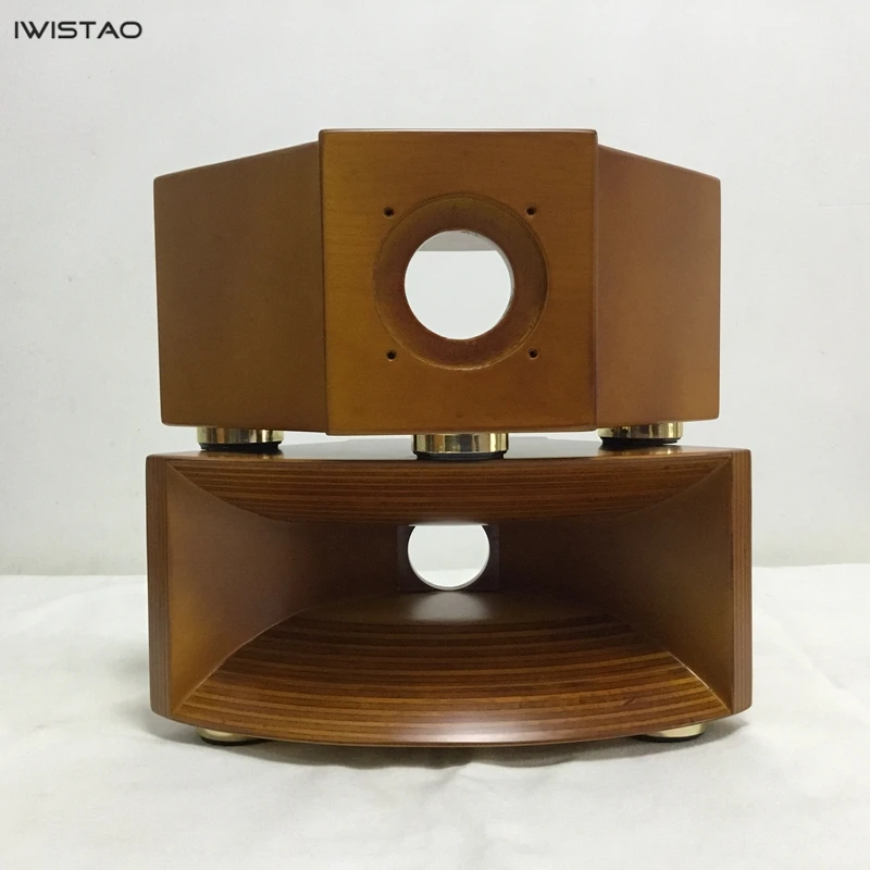 IWISTAO HIFI Empty Wood Horn Solid 1 Pair Treble Compensation for Full Range Matched Fostex FT17H Horn Super Tweeter 355mm