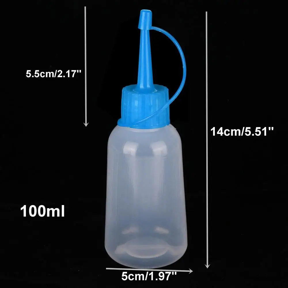 Bouteille en plastique à embout transparent de 100ml, bouteille à presser en plastique avec capuchon pour l\'artisanat, la colle d\'art, multi-usages,