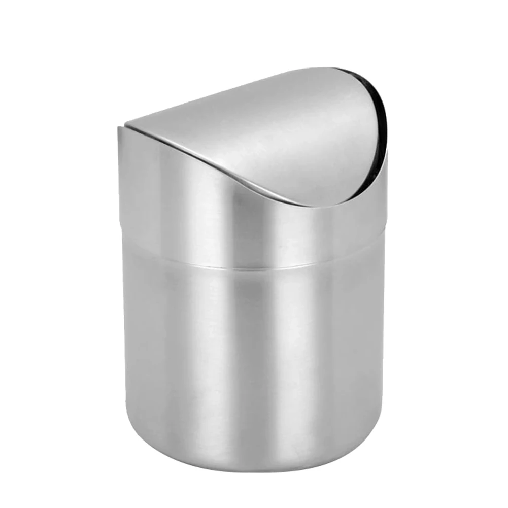 Table Dustbin Sundries Cute Car Garbage Desktop Trash Can Dust Case Holder Bin ash-bin Stainless Steel Can Roll Swing With Lid