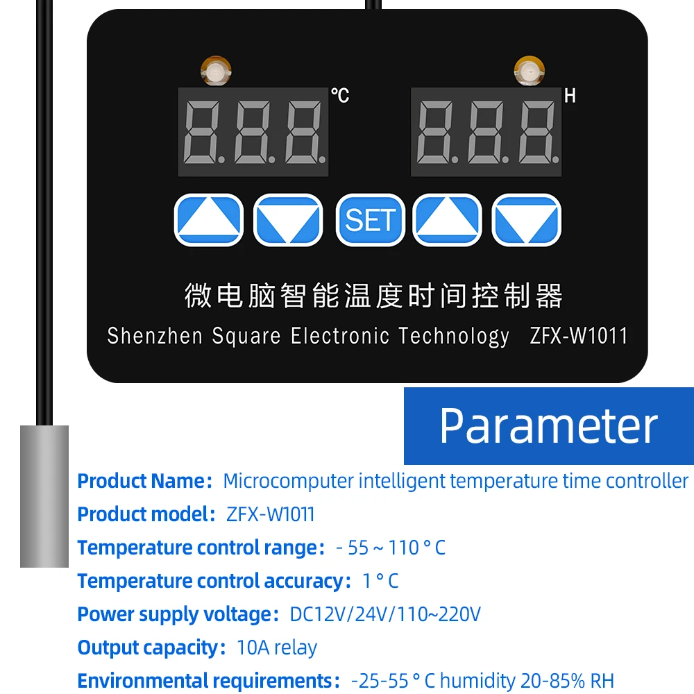 Microcomputer Temperature Controller ZFX-W1011 Thermostat Intelligent Time Controller Adjustable Electronic Temp 12V 24V 220V