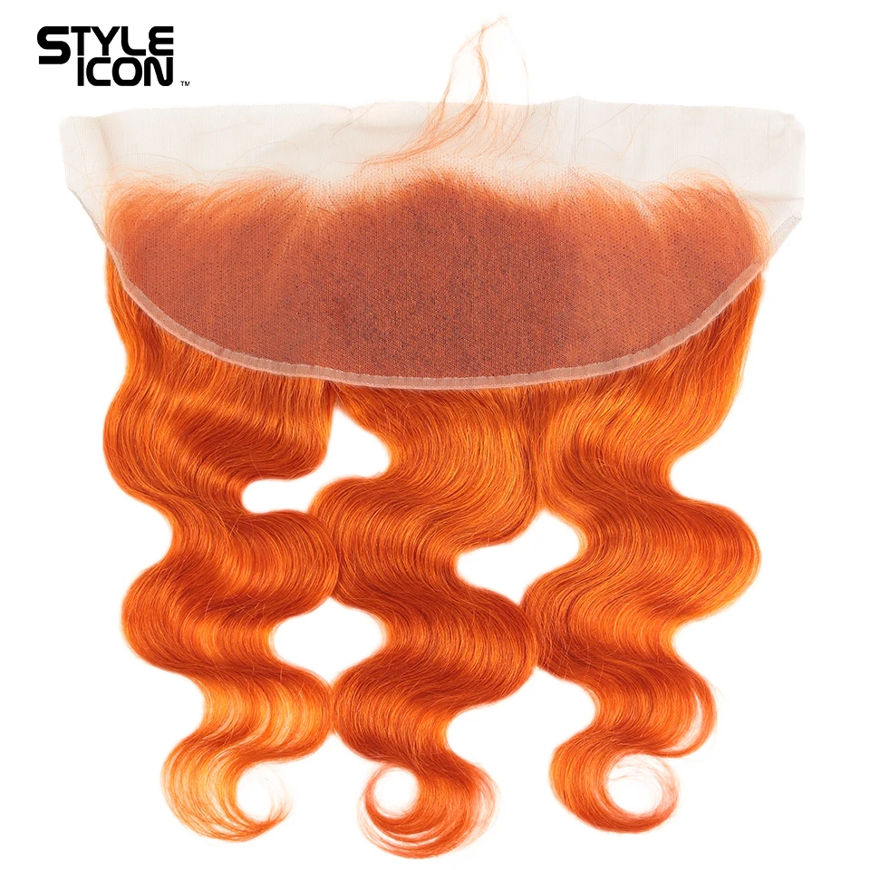 Nerz Orange Blonde Farbe Brasilianische Körper Welle Bundles Mit Frontal Remy Menschenhaar Weben 3 Bundles Mit Frontal Haar Verlängerung