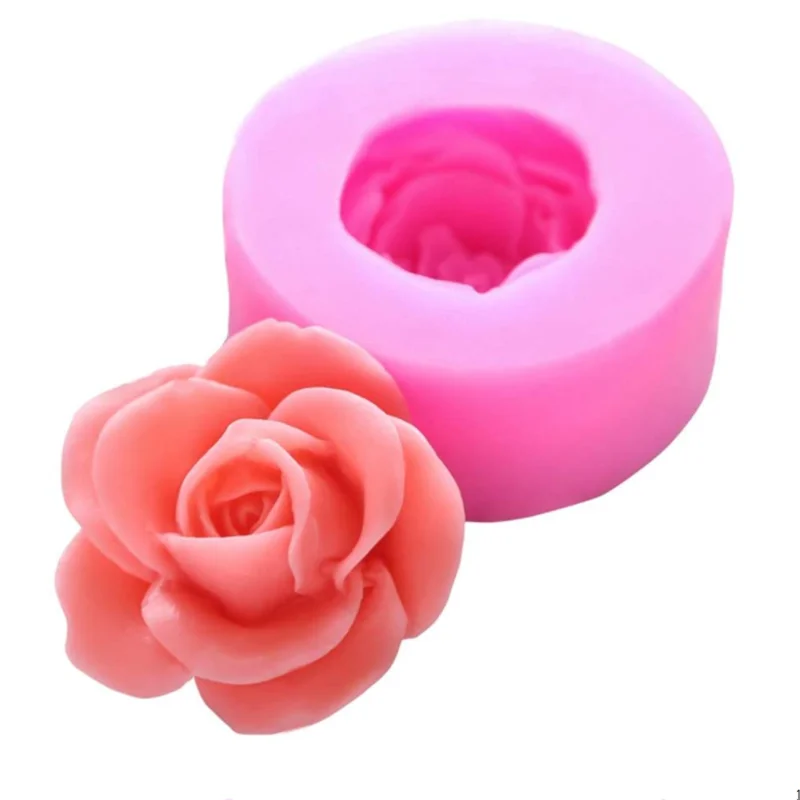 

New 3D Rose Flower Candle Mould Fondant Soap Molds Silicone Mold Chocolate Cake Pastry Dessert Baking Mould Handmade Soap Making