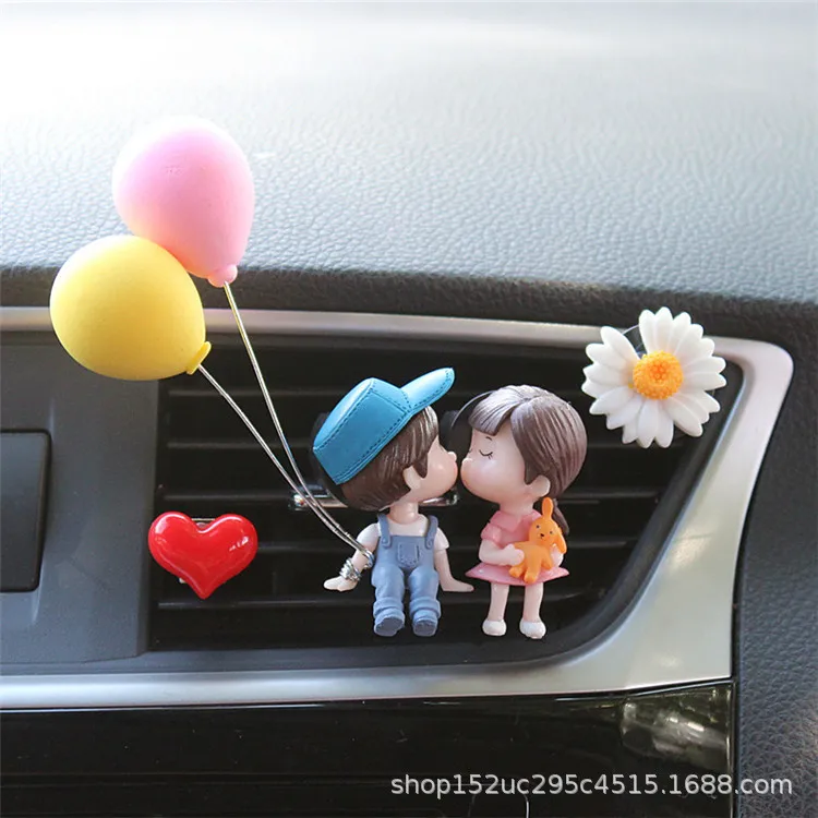 Car Air outlet clip Decoration Cute Cartoon Couples Action Figure Balloon Ornament Auto Interior Dashboard Accessories Girl Gift