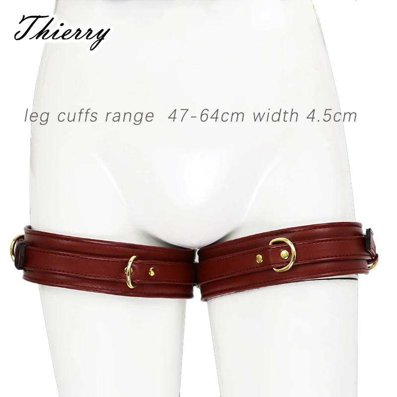 Thierry Adjustable PU Leather Erotic Thigh Cuffs Restraints Bondage Adult Sex Toys Leg Cuffs Restraints Sex Bondage SM Toys