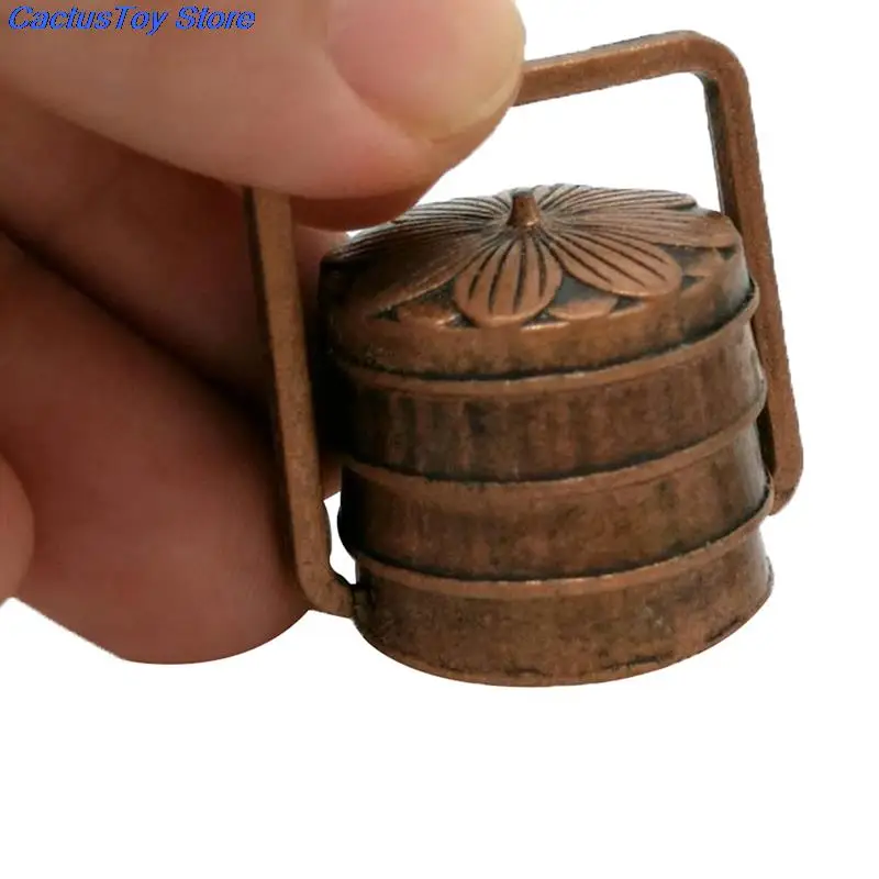 1:12 Dollhouse Miniature Copper 3 Layer Stackable Snack Food Bento Box Lunchbox