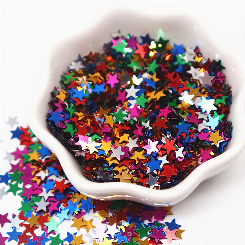 3mm 4mm Colorful Pvc Glitter Sequins Five-point Star Shape Nail Sequin Handmade for Diy Women Sewing Accessory Scrapbooking