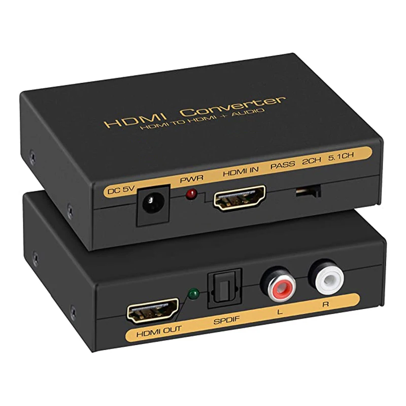 

1080P HDMI Audio Extractor HDMI to HDMI+Optical Toslink SPDIF + RCA L/R Stereo Analog Audio Out HDMI Converter Splitter