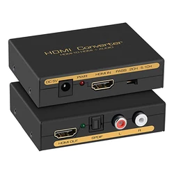 1080P HDMI Audio Extractor HDMI to HDMI+Optical Toslink SPDIF + RCA L/R Stereo Analog Audio Out HDMI Converter Splitter