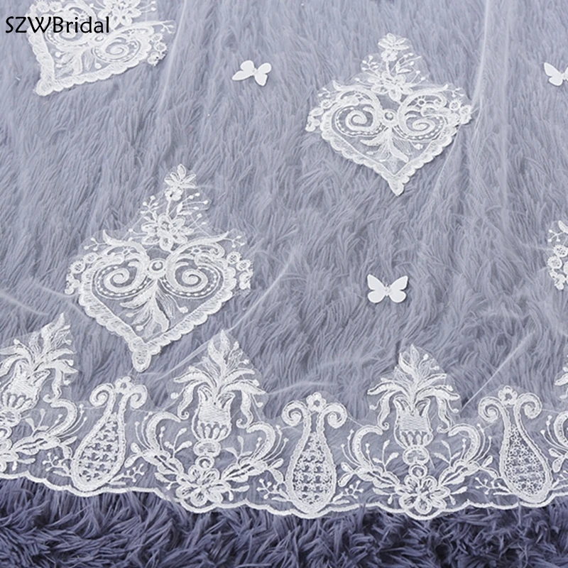 

New arrival Ivory Lace Appliques 3 Meter wedding accessories Bridal veil Welon voile mariage cathedral wedding veil