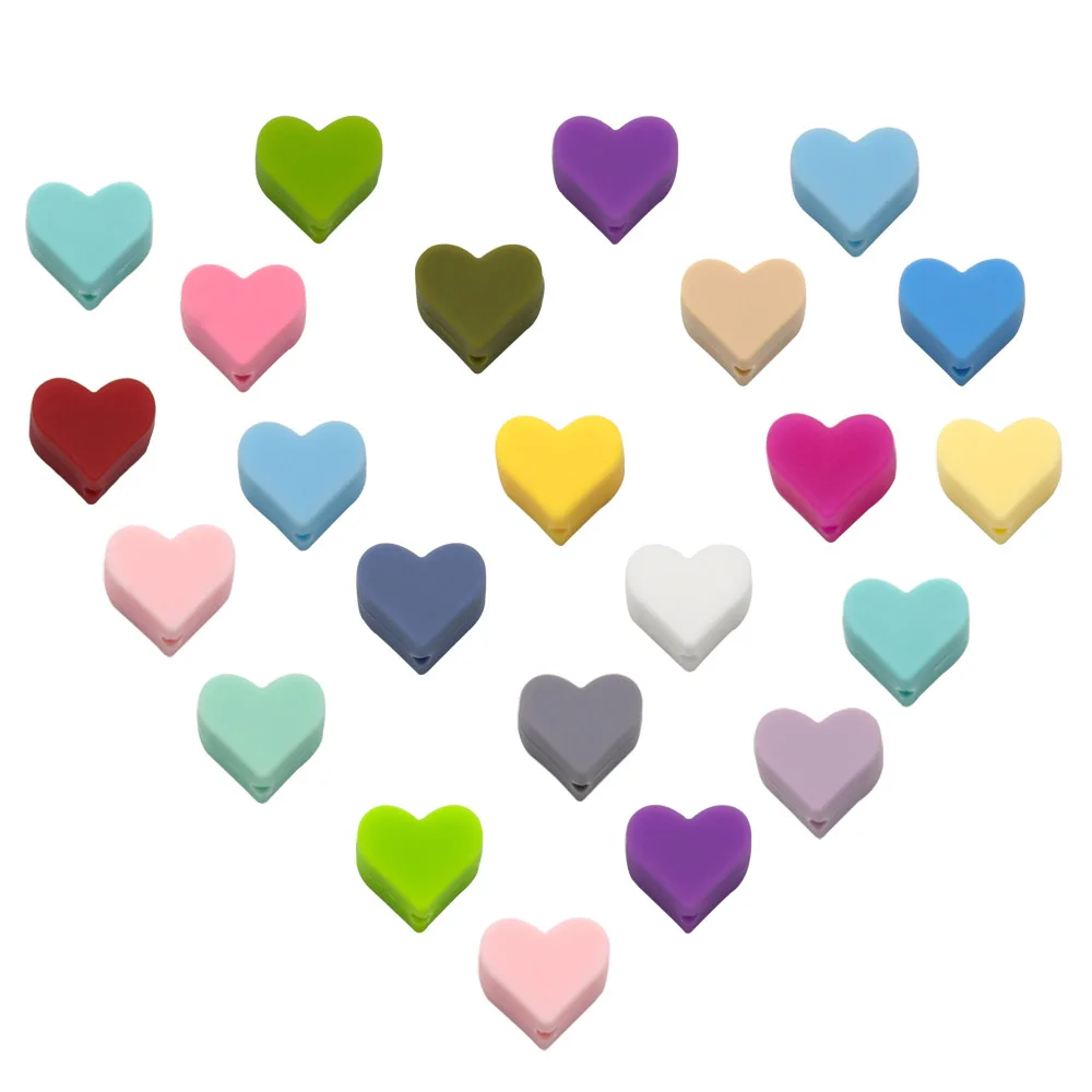 10PCs Heart Teether Pacifier Pendants Accessories Chain BPA Free Chewable Teething Soft Baby Product Food Grade