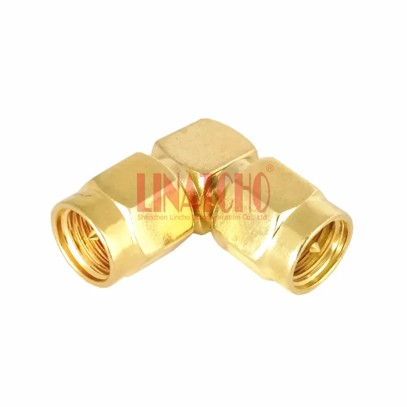 RF 50ohm Gold Plated Plug Elbow 90 Degree Connector SMA Male to SMA Male Right Angle Adapter