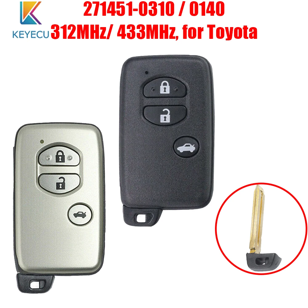 

Keyecu Smart Remote Key 3 Buttons 312MHz / 433MHz 271451-0310 / 0140 / F433 / A433 for Toyota Camry Crown Mark X Majesta B75EA