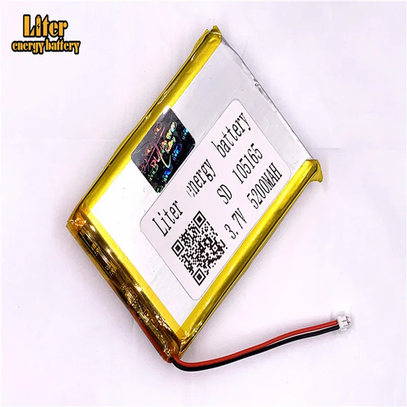 1.5MM 2pin connector 105165 3.7V 5200mah Lithium Polymer Battery for Recreational machines  power bank