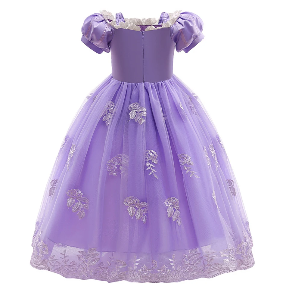 Girl Cosplay Princess Aurora Rapunzel Dress Up Kids Christmas Halloween Tulle Fancy Costume for Children Girls Birthday