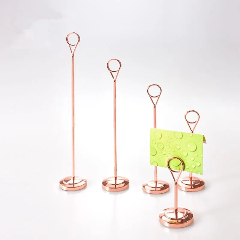 Wedding Circle Photo Clip Table Number Stands Rose Gold Desktop Decoration Metal Place Card Holder Party Supplies