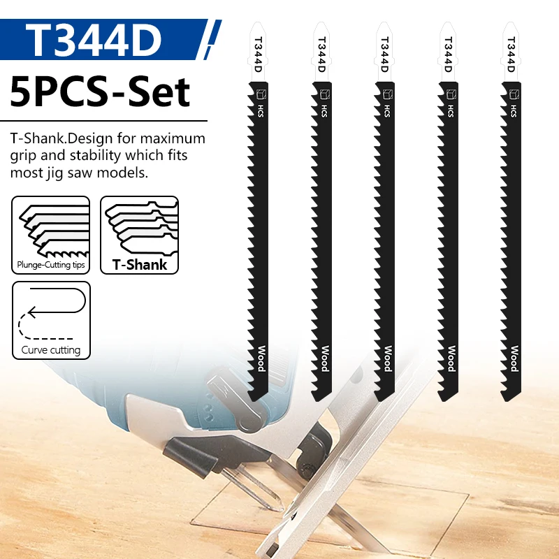 XUCHUAN T-Shank Jigsaw Blades T344D HCS For Cutting Thick Construction Timber Softwood Chipboard Core Plywood Woodworking Tool