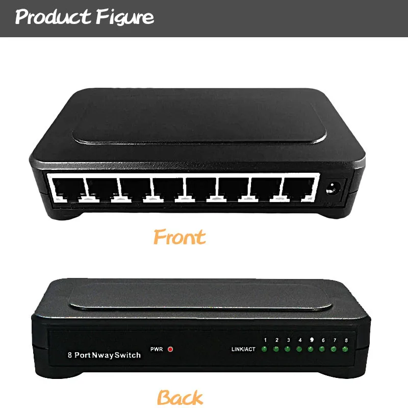 OEM 10/100Mbps RJ45 8 Cổng Nhanh Switch Lan Hub Mỹ Phích Cắm EU Adapter 5V Công Suất cung Cấp Mạng