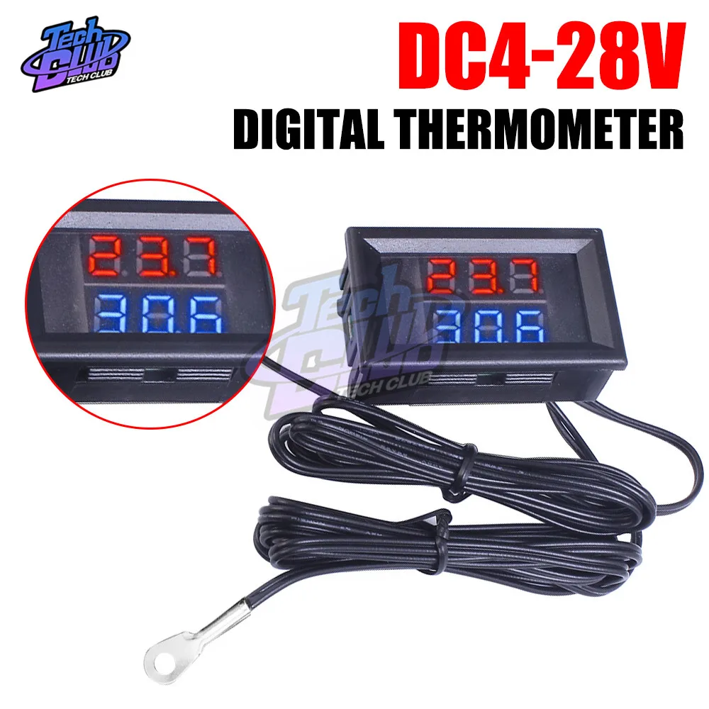 

DC4-28V Digital Thermometer With NTC Waterproof Metal Probe Temperature Sensor Tester For Car Room Indoor Thermostat 12V W1209WK