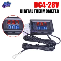 DC4-28V dijital termometre NTC su geçirmez Metal sıcaklık probu sensörü test cihazı araba odası için kapalı termostat 12V W1209WK