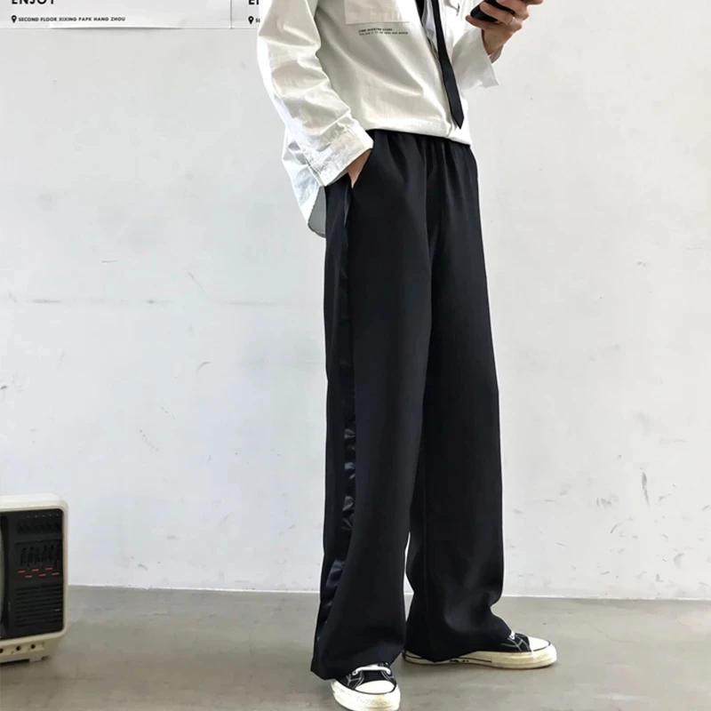 Men's Wide Leg Pants Spring And Autumn New Korean Fashion Hong Kong Style Retro Leisure Loose Large Size Sweatpants