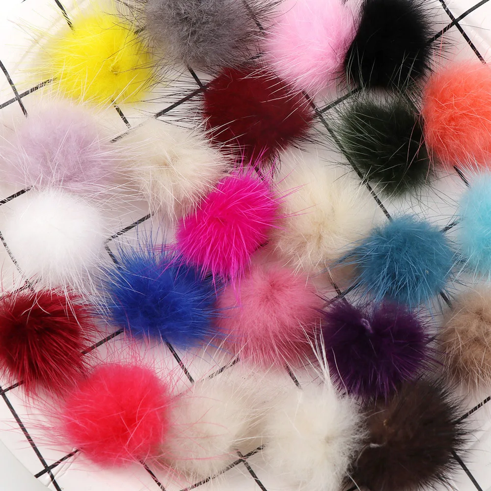 25/30mm Colorful Soft Mink Fur Balls Pompoms for Headdress Key Chain Ornament Decor DIY Clothing Shoes Hats Supplies 10/12pcs