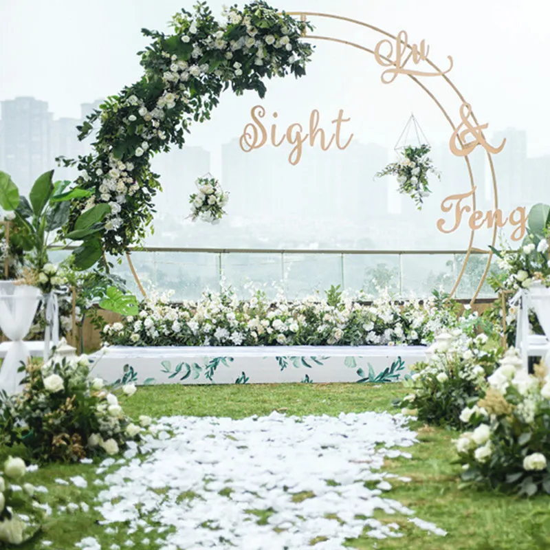 

Outdoor Wedding arch wedding backdrop double arch flower stand party decoration stage background circle arch door