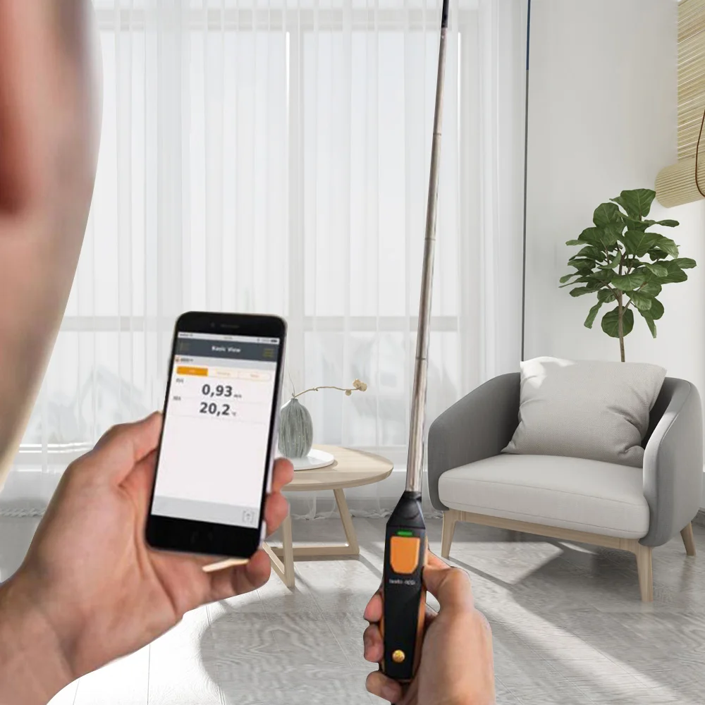 Testo 405i-Hot-wire Anemometer Wireless Smart Probe Measures Air Velocity, Volume Flow, and Temperature,0560 1405.